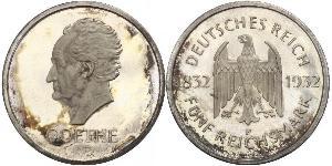 5 Mark / 5 Reichsmark Repubblica di Weimar (1918-1933) Argento 