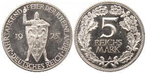 5 Mark / 5 Reichsmark Repubblica di Weimar (1918-1933) Argento 