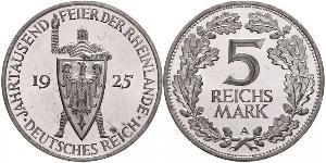 5 Mark / 5 Reichsmark Repubblica di Weimar (1918-1933) Argento 