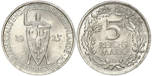 5 Mark / 5 Reichsmark Repubblica di Weimar (1918-1933) Argento 