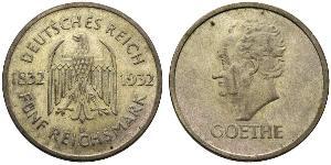 5 Mark / 5 Reichsmark Repubblica di Weimar (1918-1933) Argento 