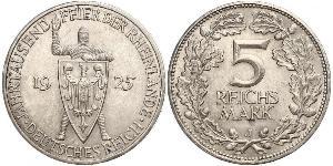 5 Mark / 5 Reichsmark Repubblica di Weimar (1918-1933) Argento 