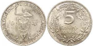 5 Mark / 5 Reichsmark Repubblica di Weimar (1918-1933) Argento 