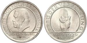 5 Mark / 5 Reichsmark Repubblica di Weimar (1918-1933) Argento Paul von Hindenburg