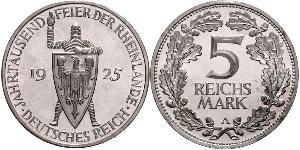 5 Mark / 5 Reichsmark Repubblica di Weimar (1918-1933) Argento 