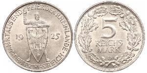 5 Mark / 5 Reichsmark Repubblica di Weimar (1918-1933) Argento 