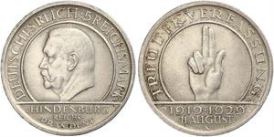 5 Mark / 5 Reichsmark Repubblica di Weimar (1918-1933) Argento Paul von Hindenburg