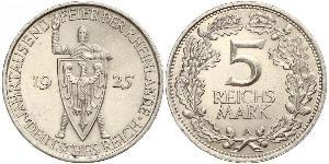 5 Mark / 5 Reichsmark Repubblica di Weimar (1918-1933) Argento 