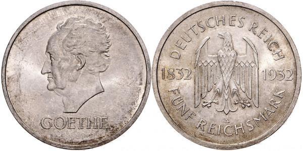 5 Mark / 5 Reichsmark Repubblica di Weimar (1918-1933) Argento 