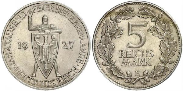 5 Mark / 5 Reichsmark Repubblica di Weimar (1918-1933) Argento 