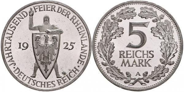 5 Mark / 5 Reichsmark Repubblica di Weimar (1918-1933) Argento 