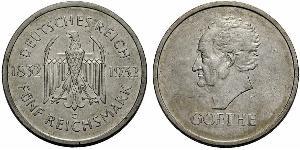 5 Mark / 5 Reichsmark República de Weimar (1918-1933) Plata 