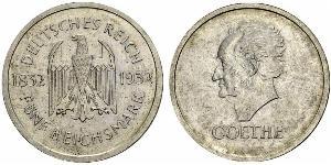 5 Mark / 5 Reichsmark República de Weimar (1918-1933) Plata 