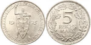 5 Mark / 5 Reichsmark República de Weimar (1918-1933) Plata 