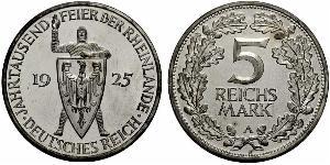 5 Mark / 5 Reichsmark República de Weimar (1918-1933) Plata 