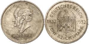 5 Mark / 5 Reichsmark República de Weimar (1918-1933) Plata 