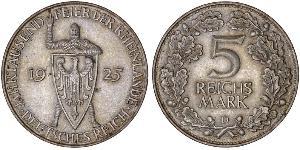 5 Mark / 5 Reichsmark República de Weimar (1918-1933) Plata 