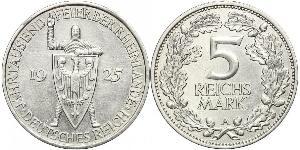 5 Mark / 5 Reichsmark República de Weimar (1918-1933) Plata 
