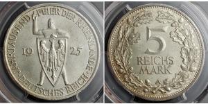 5 Mark / 5 Reichsmark República de Weimar (1918-1933) Plata 