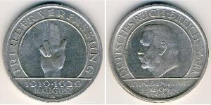5 Mark / 5 Reichsmark República de Weimar (1918-1933) Plata Paul von Hindenburg