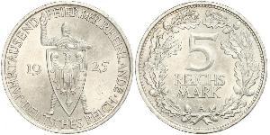 5 Mark / 5 Reichsmark República de Weimar (1918-1933) Plata 