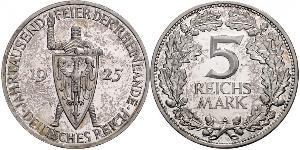 5 Mark / 5 Reichsmark República de Weimar (1918-1933) Plata 