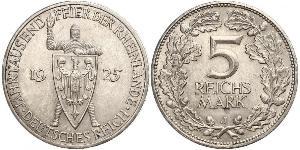5 Mark / 5 Reichsmark República de Weimar (1918-1933) Plata 