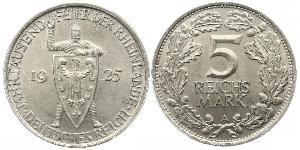 5 Mark / 5 Reichsmark República de Weimar (1918-1933) Plata 