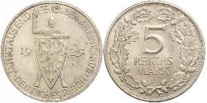 5 Mark / 5 Reichsmark República de Weimar (1918-1933) Plata 