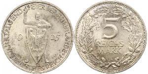 5 Mark / 5 Reichsmark República de Weimar (1918-1933) Plata 