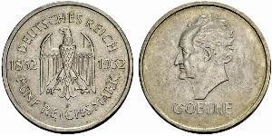 5 Mark / 5 Reichsmark República de Weimar (1918-1933) Plata 