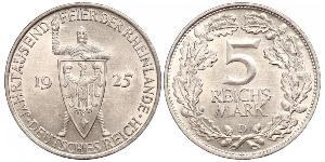 5 Mark / 5 Reichsmark República de Weimar (1918-1933) Plata 