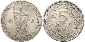 5 Mark / 5 Reichsmark República de Weimar (1918-1933) Plata 