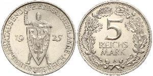 5 Mark / 5 Reichsmark República de Weimar (1918-1933) Plata 
