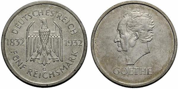 5 Mark / 5 Reichsmark República de Weimar (1918-1933) Plata 