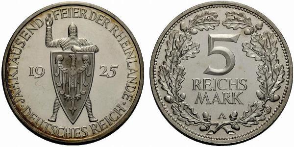 5 Mark / 5 Reichsmark República de Weimar (1918-1933) Plata 