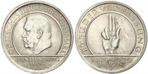 5 Mark / 5 Reichsmark Weimarer Republik (1918-1933) Silber Paul von Hindenburg