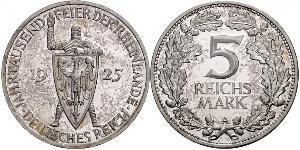 5 Mark / 5 Reichsmark Weimarer Republik (1918-1933) Silber 