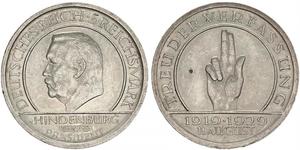 5 Mark / 5 Reichsmark Weimarer Republik (1918-1933) Silber Paul von Hindenburg