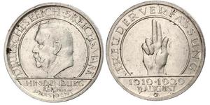 5 Mark / 5 Reichsmark Weimarer Republik (1918-1933) Silber Paul von Hindenburg