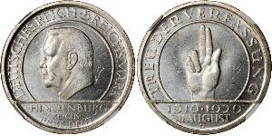 5 Mark / 5 Reichsmark Weimarer Republik (1918-1933) Silber Paul von Hindenburg