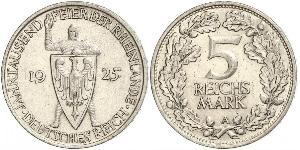 5 Mark / 5 Reichsmark Weimar Republic (1918-1933) Silver 