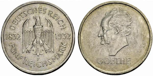 5 Mark / 5 Reichsmark 魏瑪共和國 (1919 - 1933) 銀 