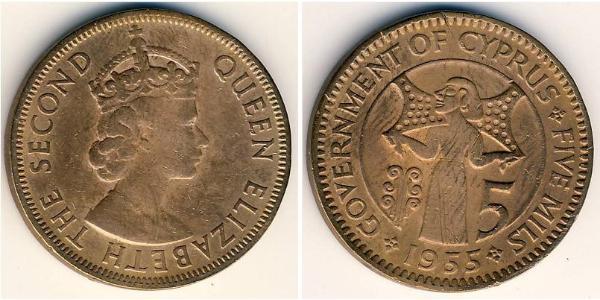 5 Mill Chipre (1960 - ) Bronce Isabel II (1926-2022)