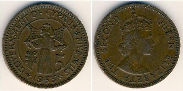 5 Mill Republic of Cyprus (1960 - ) Bronze Elizabeth II (1926-2022)