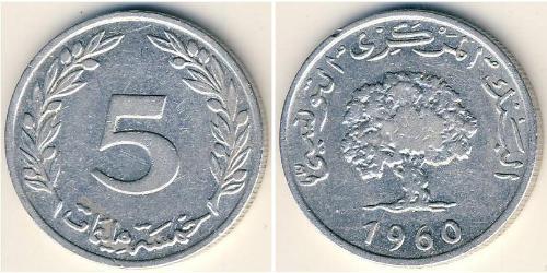 5 Millieme Tunisia / Egitto (1953 - ) Alluminio/Bronzo/Nichel Adolf Frederick of Sweden (1710 - 1771)