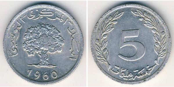 5 Millieme Tunisia / Egitto (1953 - ) Alluminio/Bronzo/Nichel Adolf Frederick of Sweden (1710 - 1771)