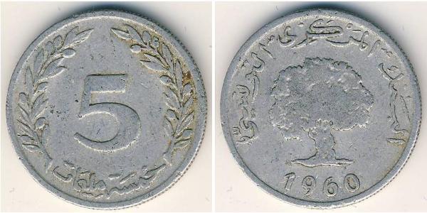 5 Millieme 埃及 / Tunisia 青铜/铝/镍 阿道夫·弗雷德里克 (1710 - 1771)