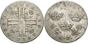 5 Ore Svezia Biglione Argento Federico I di Svezia (1676 -1751)