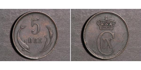 5 Ore Denmark Copper Christian IX of Denmark (1818-1906)